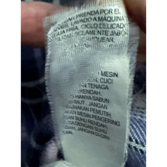 Lucky Brand women’s sz L purple blue plaid button front pocket long sleeve top - Picture 7 of 9